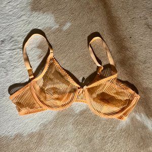 Vintage Bestform Sheer Orange Striped Bra 36B